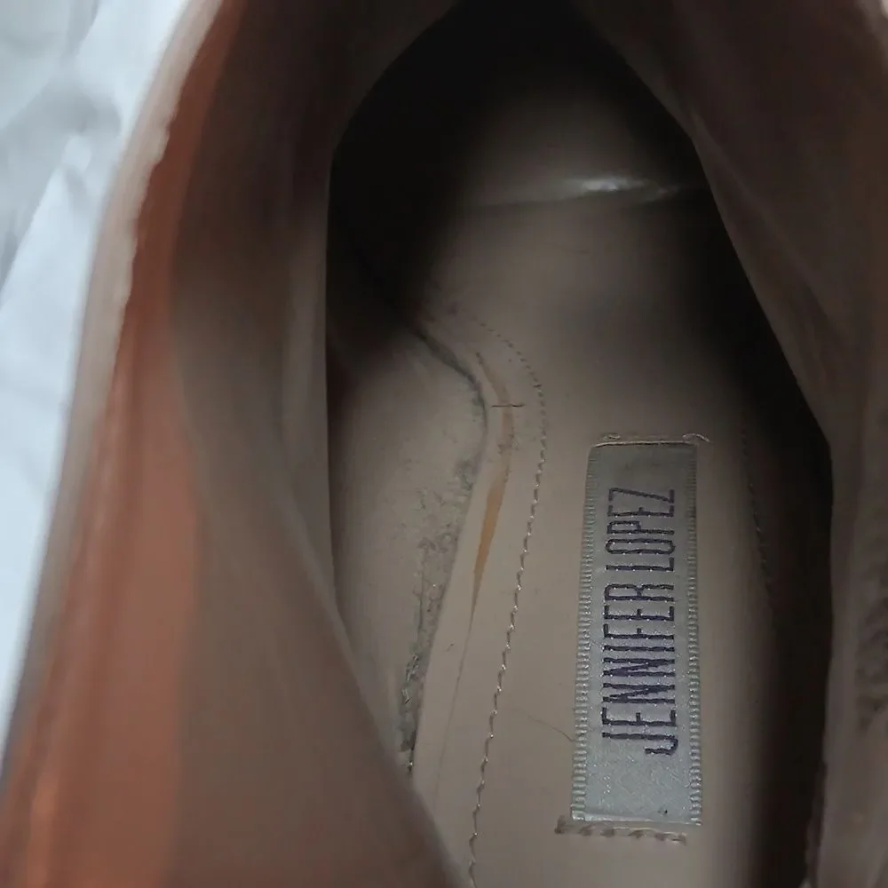 Jennifer Lopez Women's Cream Wedge Ankle Boots Size 7